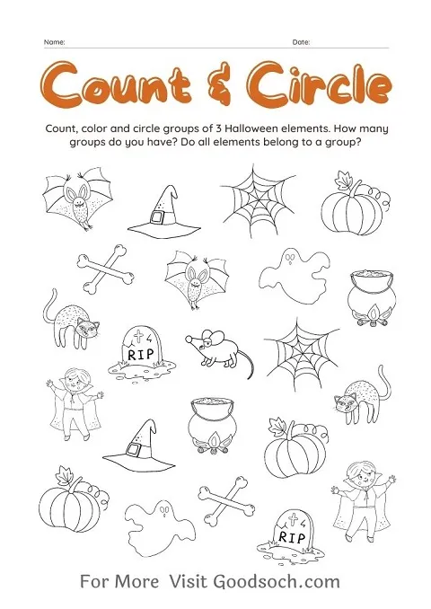 Count and Circle Halloween Worksheet 
