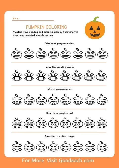 Pumpkin Coloring Worksheet For kids
